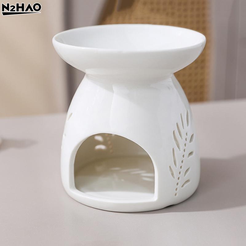 White Ceramic Incense Burner Candle Essential Oil Aromatherapy Diffuser Hollow Heating Stove Middle East Home Decor Ornament