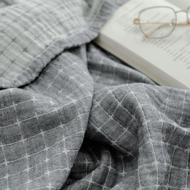 Cotton Gauze Blankets Muslin Bedspread for Bed Summer Double Couple Towel Quilts King Size Bed Covers Plaid Blankets Bed Sheet