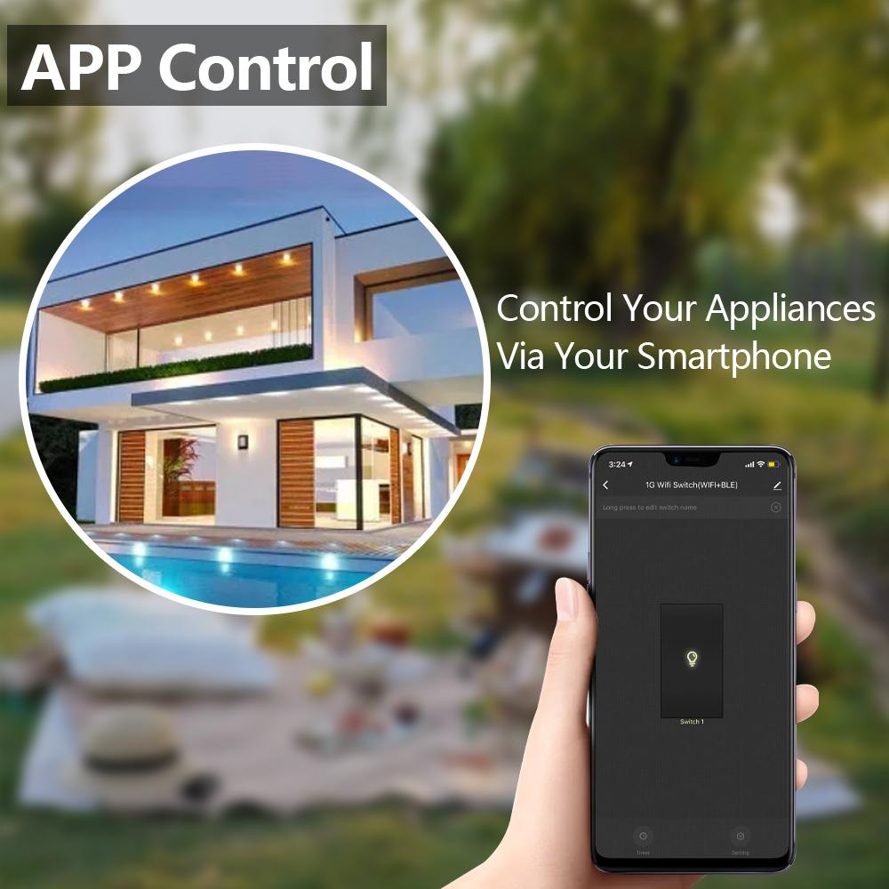 WIFI Eu 1_2_3_4 Gang Smart Home APP Remote Control Voice Light Tempered Glass Touch Wifi Tuya Wall Electrical Switch