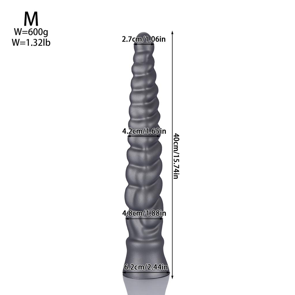 Extra Long Anal Plug with Spiral Design - Giant Threaded Butt Plug for Men & Women, Stretching Trainer, Realistic Dildo for Advanced Play