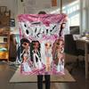 1Pc Bratz Doll Print Flannel Blanket, High quality Comfortable for All Seasons, Home Decor, Warmth and Comfort, Perfect for Gifts