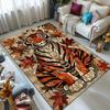 Large Tiger Print Area Rug - Durable Polyester Carpet with Stained Glass Tiger & Autumn Leaves Design, 800g/m² Crystal Velvet,