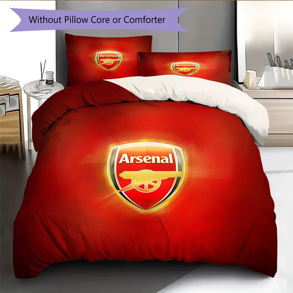 Set Copripiumino Trapuntato con Motivo Arsenal Football Club Decorazione per la Casa Regalo (1 * copripiumino + 2 * federe senza imbottitura)