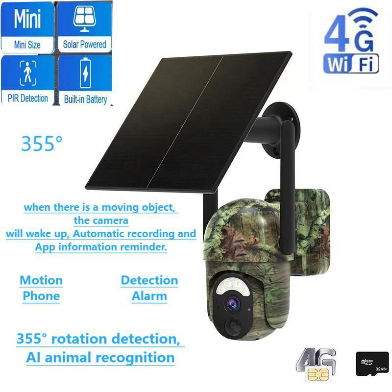 2K HD 4G Outdoor Solar Camera with Color Night Vision and Animal Tracking