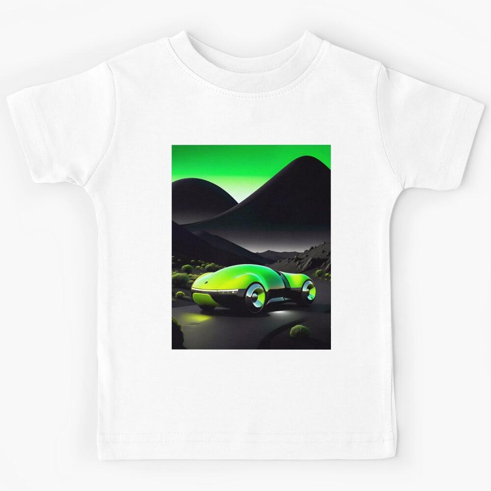 Cool Futuristic Electric Sports Car On A Alien Planet Kids T-Shirt 120