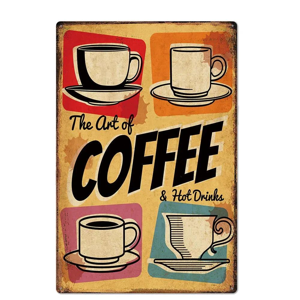 Vintage Shabby Chic Menù Caffè Segno in Latta di Metallo Retro Home Bar Caffè Pub Taverna Decorazione Murale Piatto Decorativo Poster per