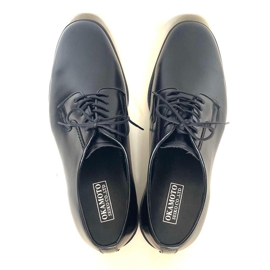 Used OKAMOTO SEIKO CO.,LTD Genuine Leather Plain Toe Business Shoes Black