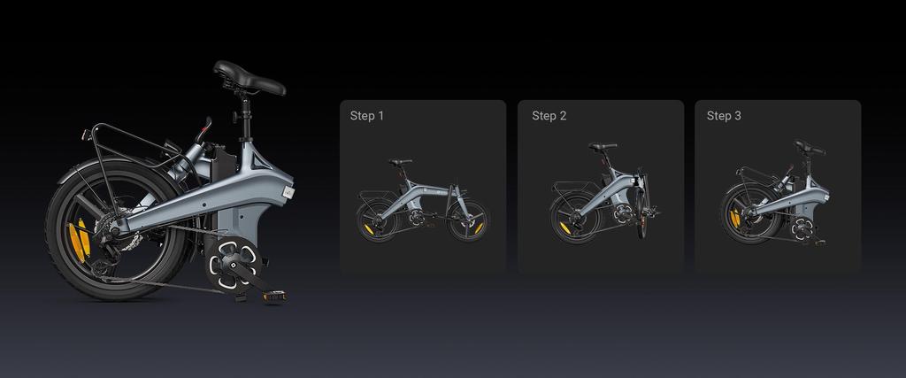 DYU T1 60, Km Range Electric Bike – 10Ah Removable Battery, 250W Motor, 20-inch Tire – Magnesium Alloy Foldable Electric Bike, Gray Black