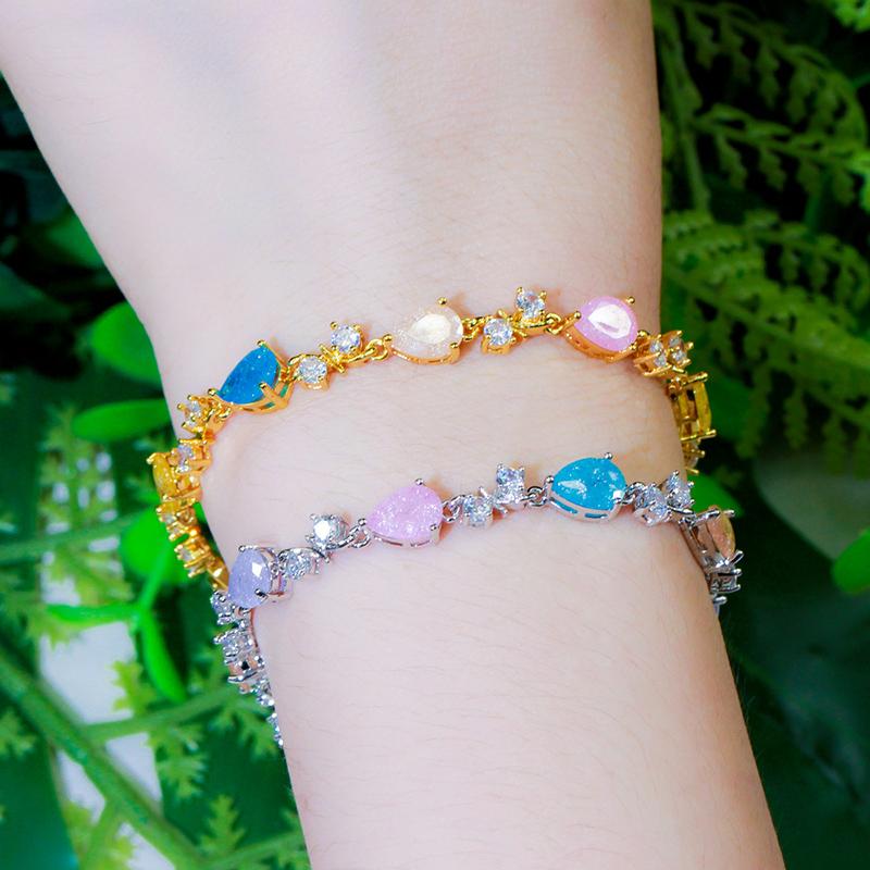 WWJ Einzigartige mehrfarbige Tennisarmbänder mit gebrochenem Eis-Zirkonia