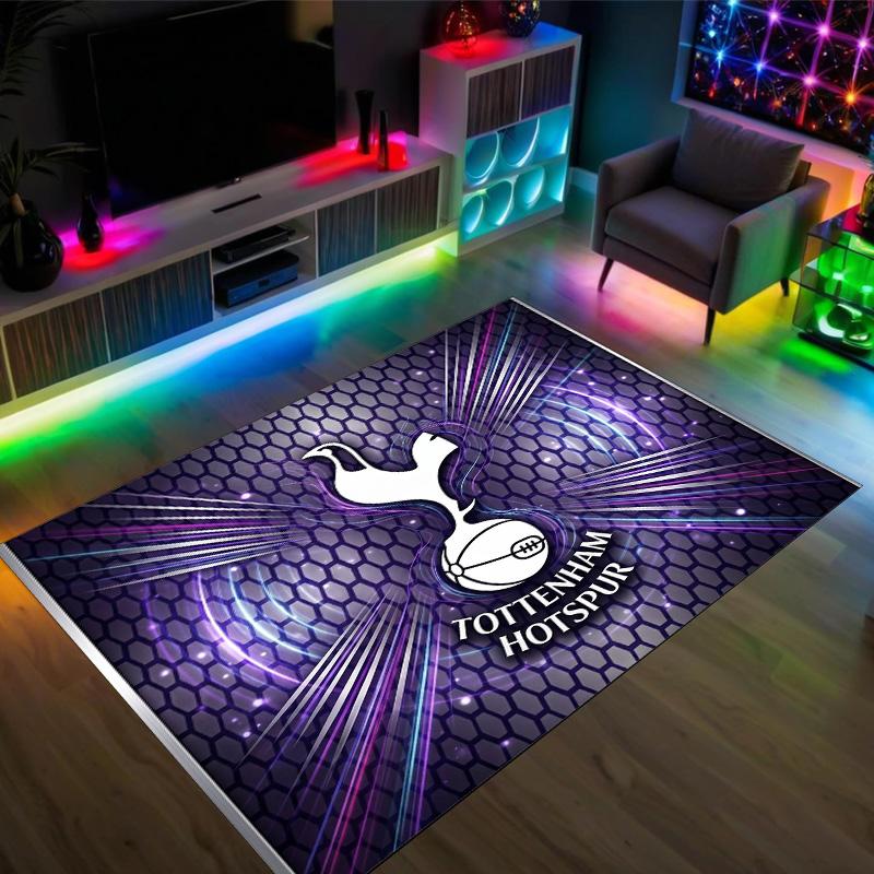 Tottenham Hotspur Design Crystal Velvet Carpet Cozy Non?Slip Printed Rug For Bedroom Living Room Entrance