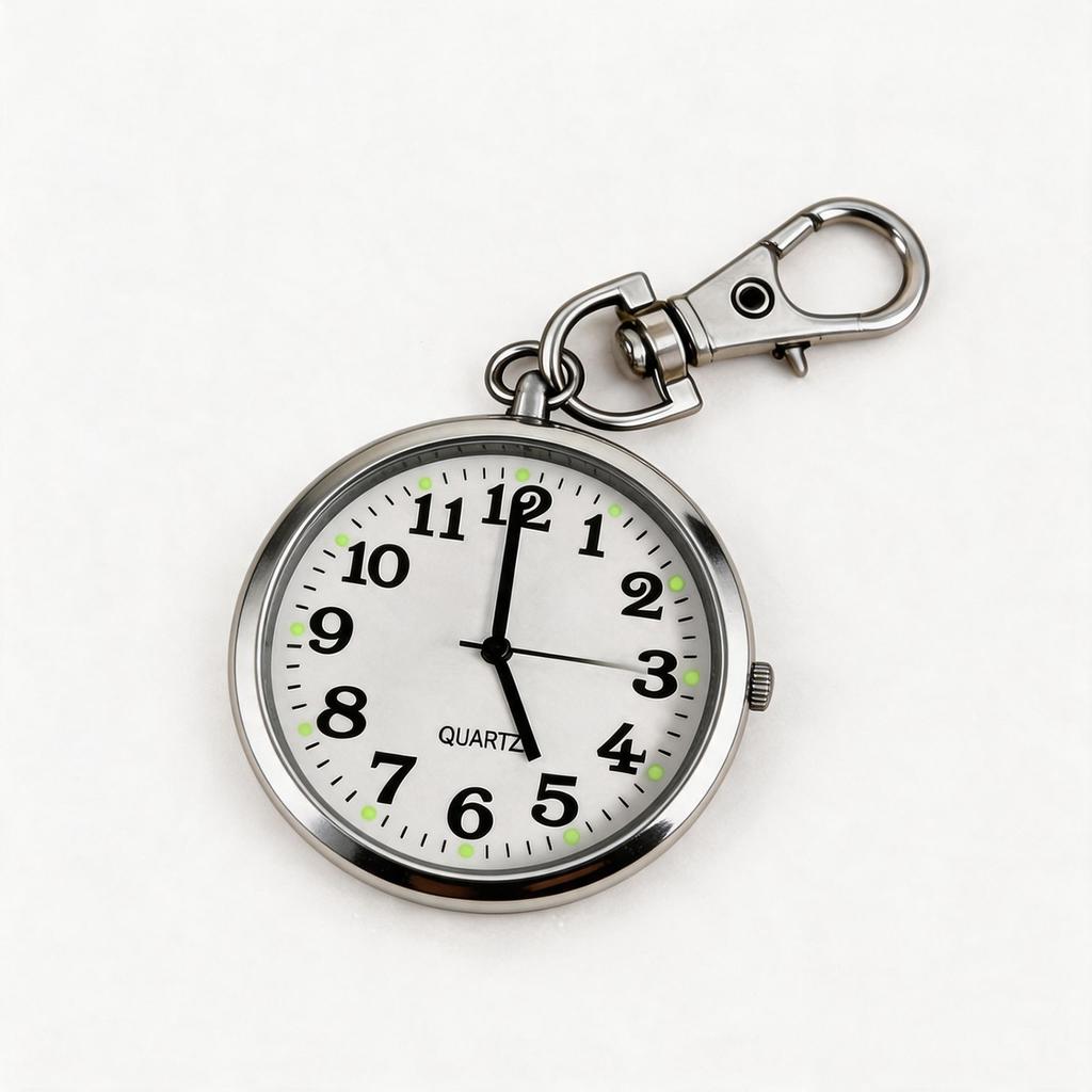 Keychain Pocket Watch Large Hanging Watch for Nurse Student Minimalist Luminous Clear Dial Old Man Quartz Pendant Watch Gift