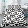 Juego de funda de edredón con tablero de ajedrez con estampado 3D, juego de cama de poliéster para niños, niñas y niños en blanco y negro