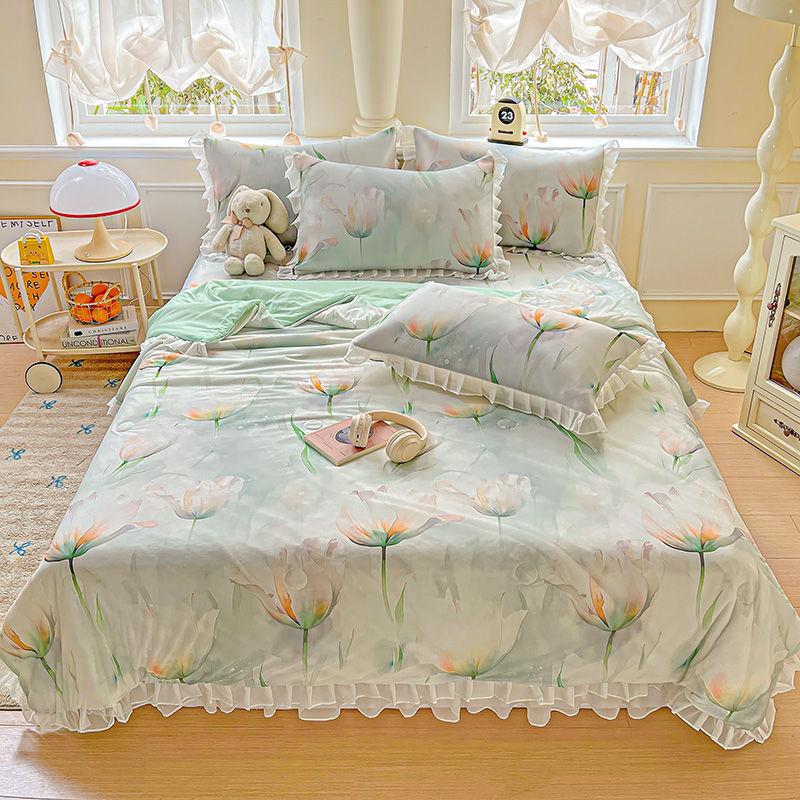 Ultraweiche Sommerkühlsteppdecke - Leicht, atmungsaktiv und hautfreundlich mit geprägtem floralem Druckdesign für alle Jahreszeiten