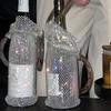 Kristall Weinaufbewahrung Handtasche Tragbar Elegant Wasserflaschenhalter Glitzernder Strass Rotwein Tragetasche Handgewebte Tasche Kreatives Geschenk