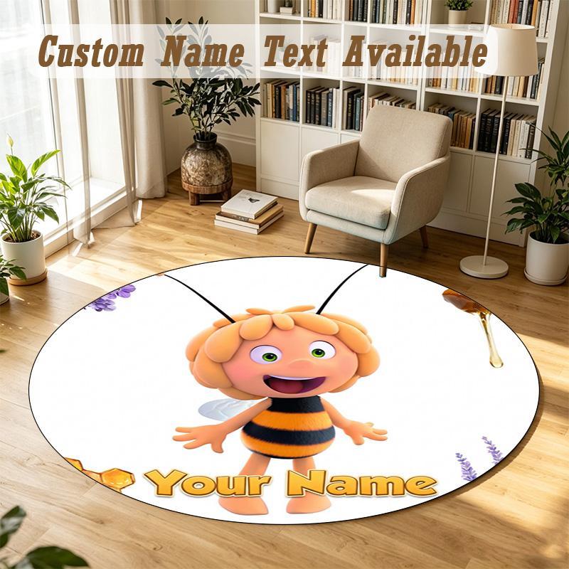 Die Biene Maja Personalized Round Rug Support Custom Name, Soft Home Decor Mat