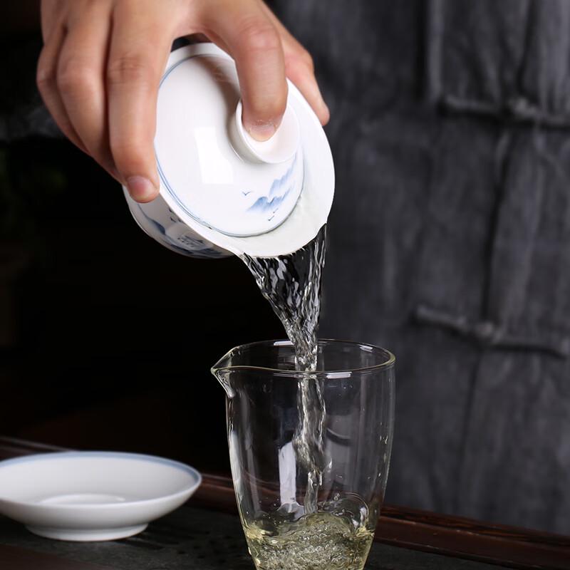 MULTIPOTENT Hand-painted Blue & White Porcelain Sancai Gaiwan