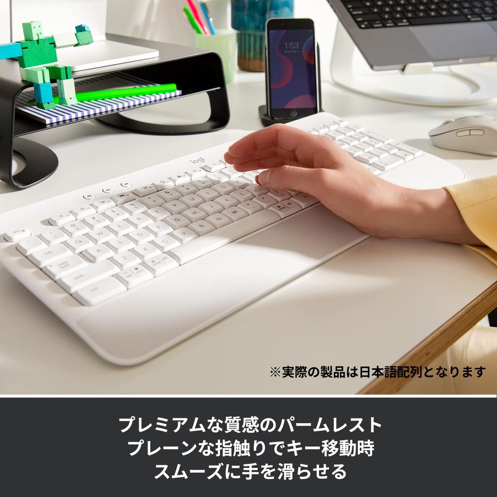 Logitech SIGNATURE K650OW Wireless Keyboard Palm Rest Thin Bluetooth Logi Bolt Unifying Not Compatible Japanese Layout Windows Mac Chrome Android