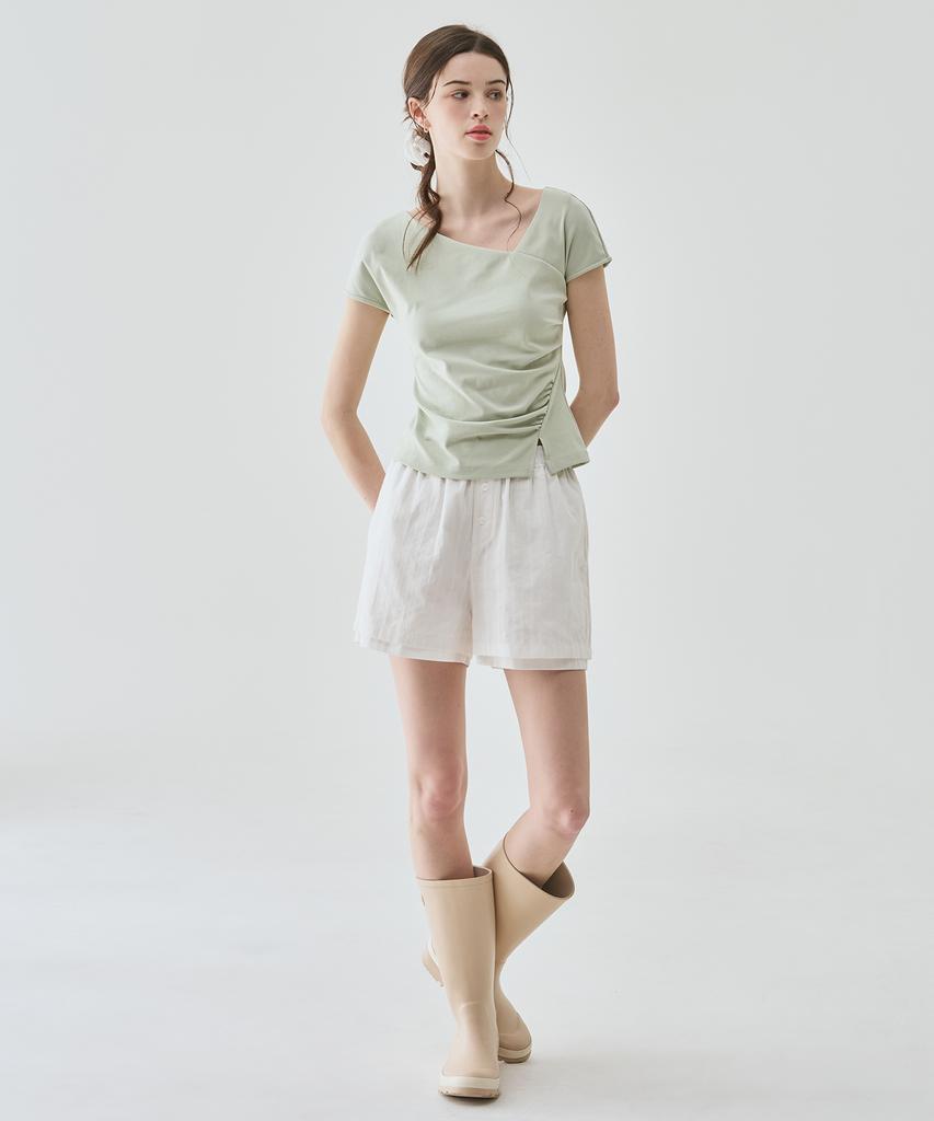 Deuloupisumeon Cotton Punched Layered Shorts [White]