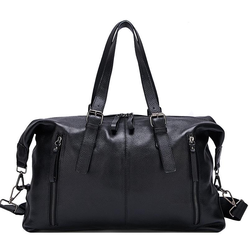 Cross-border new large-capacity travel bag, genuine leather fashion soft leather casual shoulder handbag, cowhide BD bag