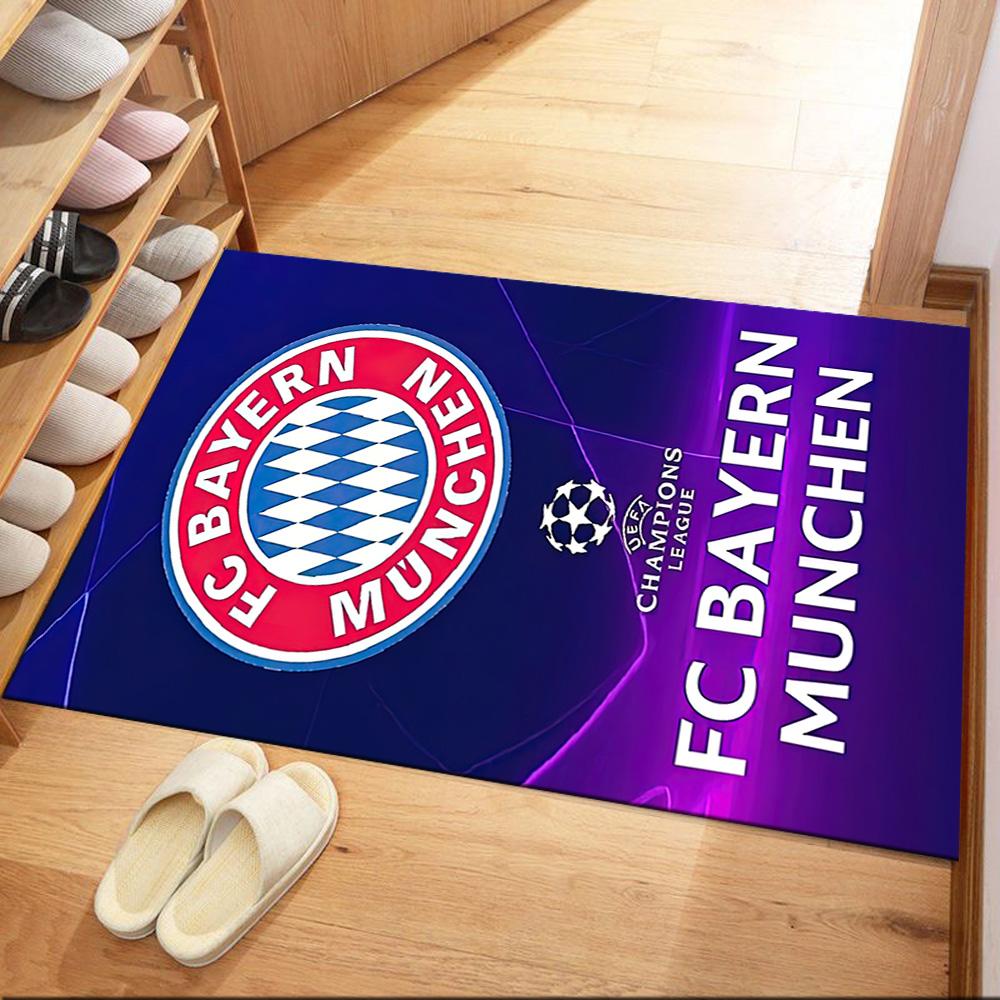 FC Bayern München Logo Teppich Rot Grund Weiß Blau Streifen Druck Rutschfest Rechteckige Bodenmatte Fußballfan Wohnzimmer Schlafzimmer Dekor Teppich