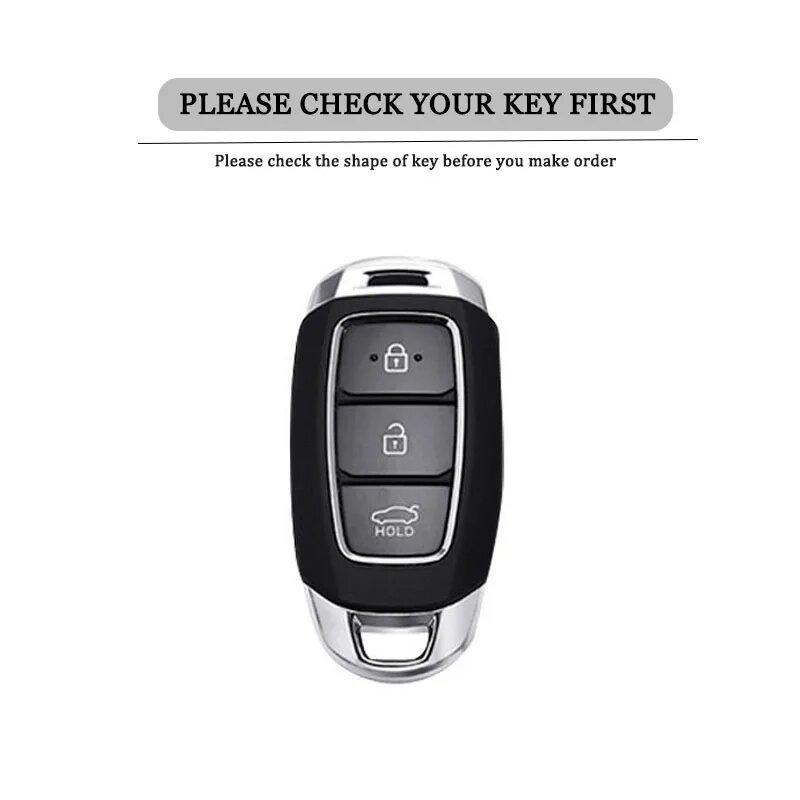Zinc Alloy Leather Car Key Fob Case For Hyundai I30 Ix25 Ix35 Elantra Kona Solaris Azera Grandeur Ig Tm Accent Santa Fe Key Fob