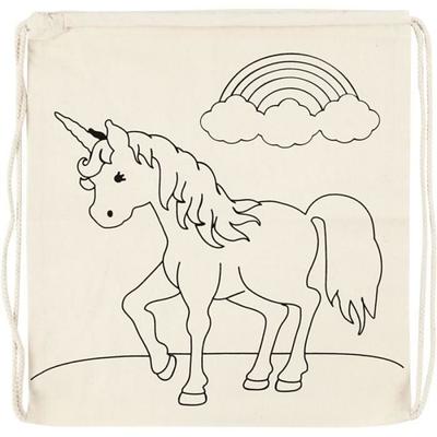 Drawstring Bag - Unicorn - 37 X 41 Cm - Natural Cotton - Customizable - Unisex