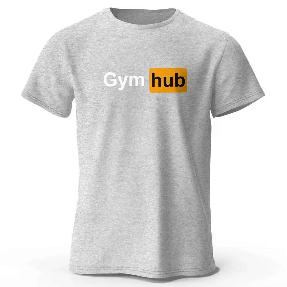 Gym Hub Printed Men's T-Shirt 100% Cotton Oversized Funny Graphic Tees for Men Summer Tops