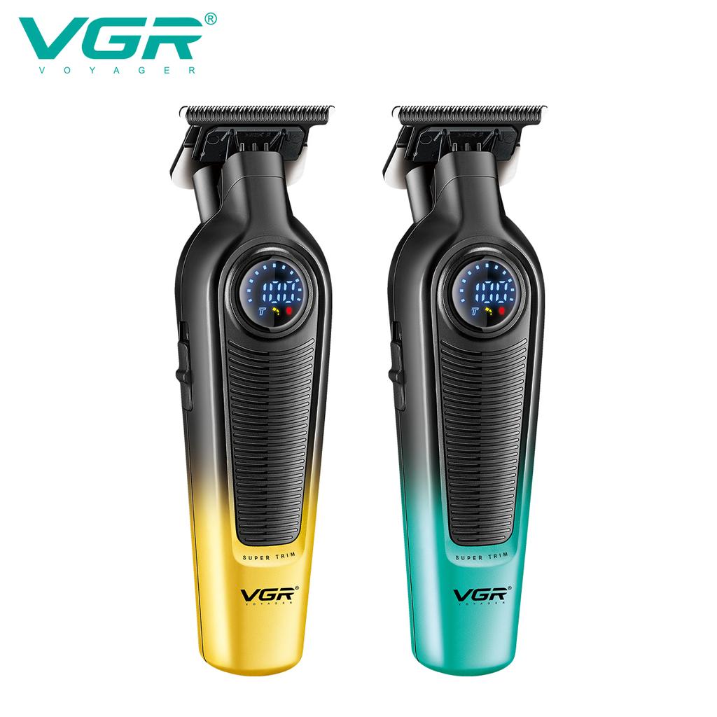 VGR Men's Electric Hair Clipper Gradient Metal Body Hair Trimmer LED Intelligent Digital Display Home Carving Pusher Waterproof and Long-lasting V-996