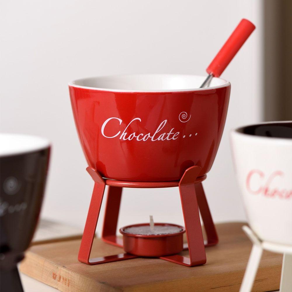 with Forks Chocolate Fondue Mug Ceramics Fondue Cups Chocolate Melting Mug Valentine Gift