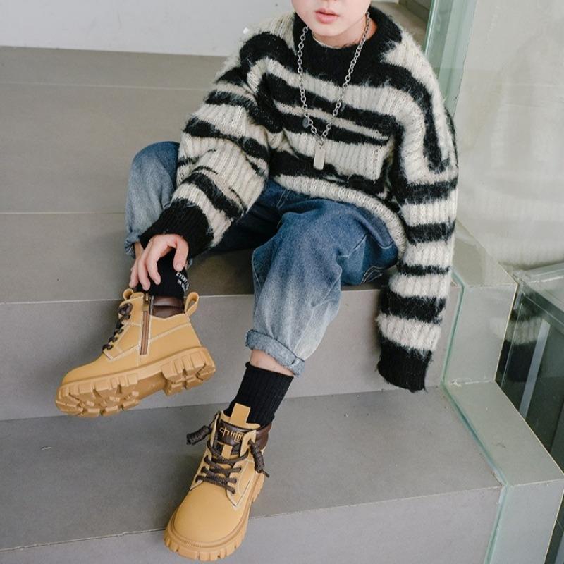 Children's Fashion Yellow Boots Boys Catwalk Short Boots Warm Cotton Boots