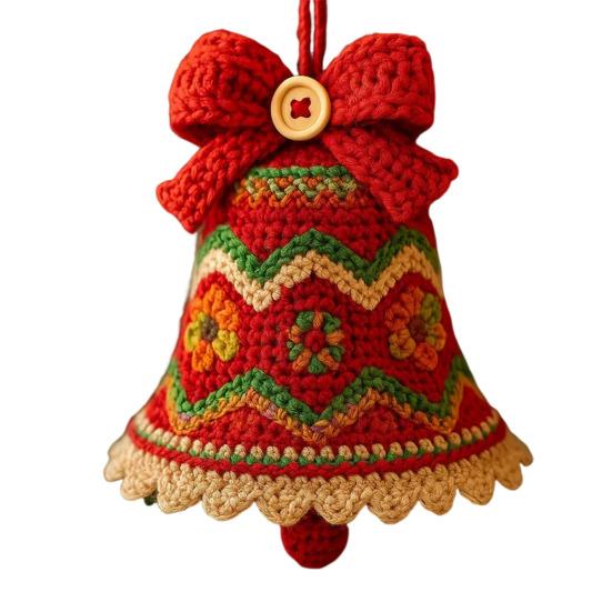 Handmade Christmas Bell Ornament DIY Knitted Santa Claus Bell Crochet