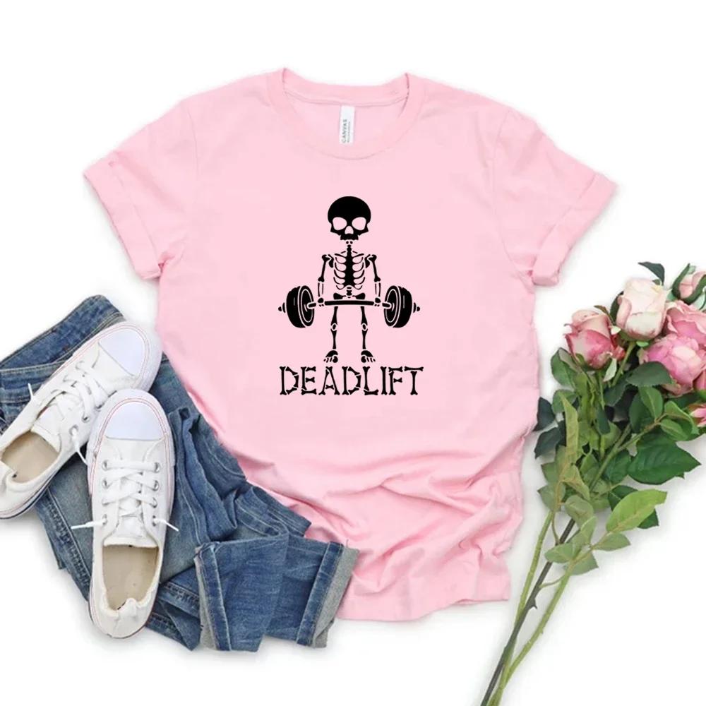 Deadlift Skeleton Tshirt Skeleton Workout T Shirt Bodybuilding Shirt Gym Tees Unisex Short Sleeve T-shirts Funny Fitness Tops