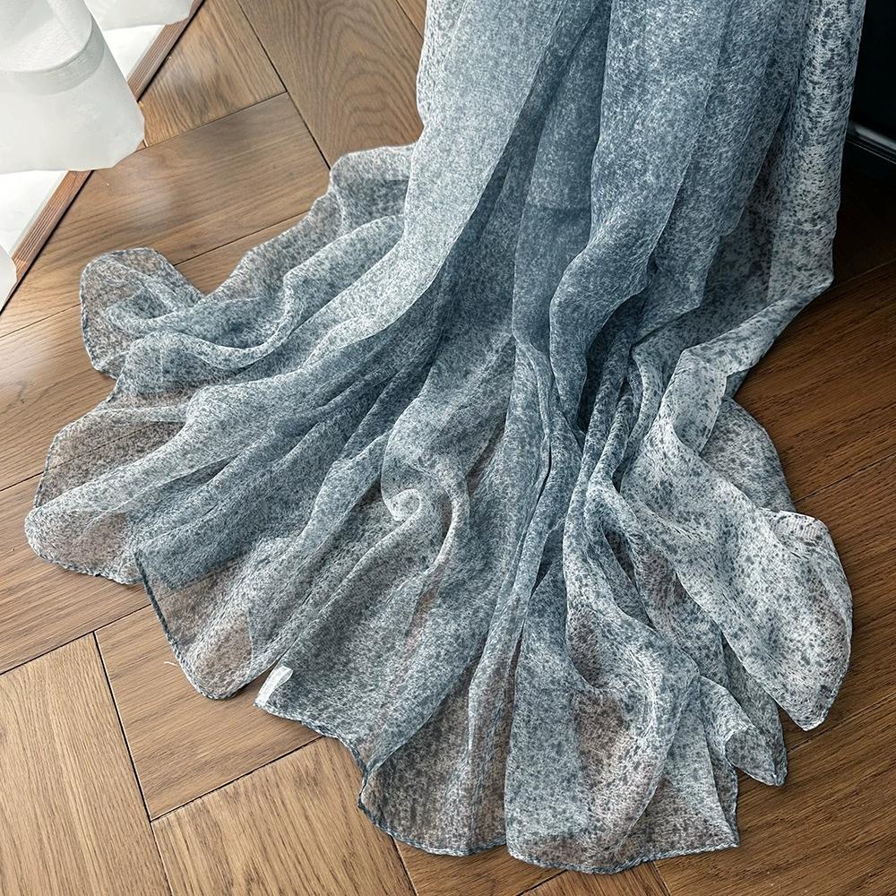 10% Seidenschal für Damen Farbverlauf Sonnenschutz Stola Vielseitig Dünn High-End-Feeling Wickeltuch Retro Gazeschal für Damen