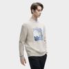Fila 2023 Winter New Simple Loose Knit Sweater With Monet Print Round Neck Long Sleeve Men Sweater Soft-Khaki Flower-Gray F11M348401F-LK