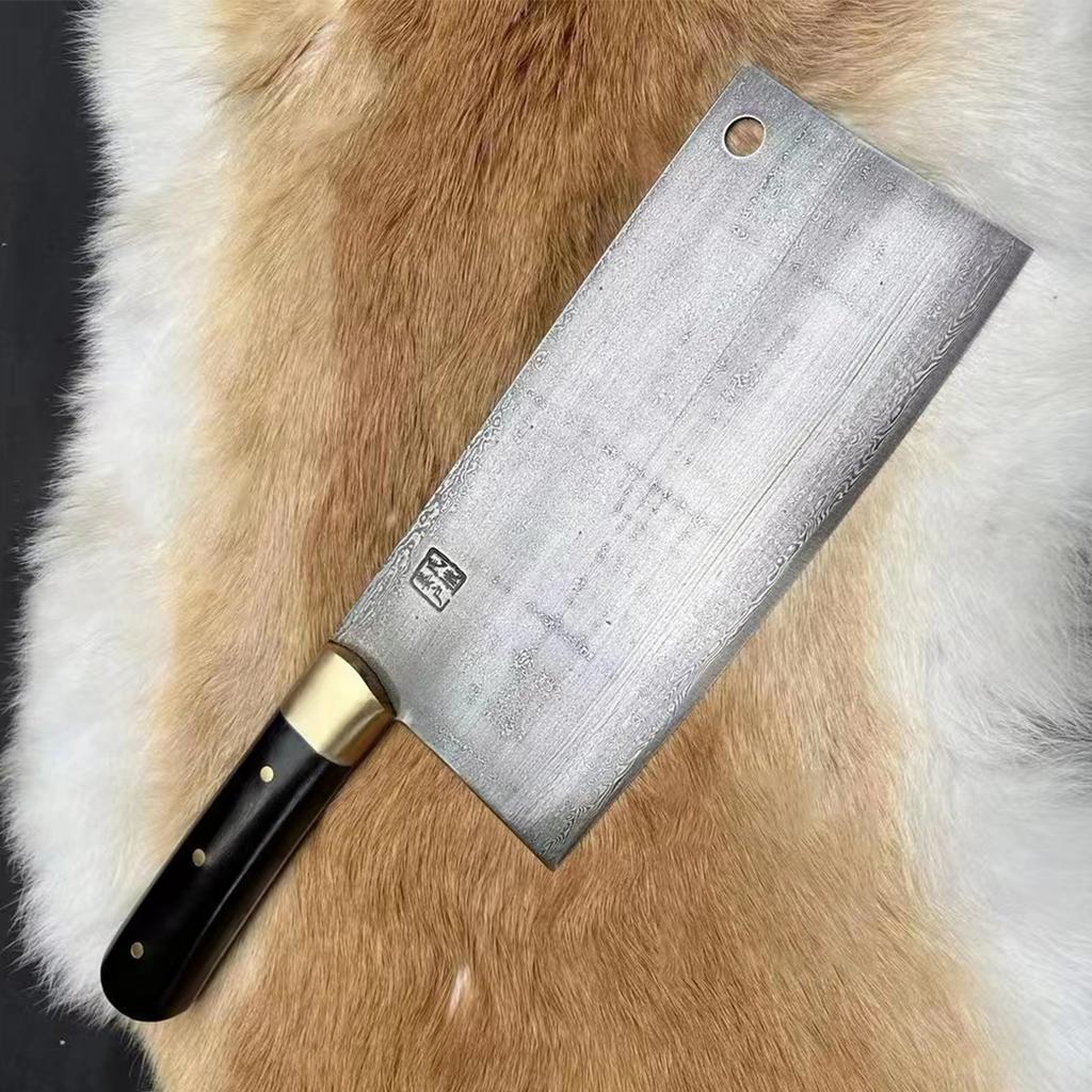 8 Inch Chopper Knife Handmade Forged Damascus Steel Blade Ebony Handle Chef Slicing Cleaver Kitchen Knife Meat And Poultry Tools