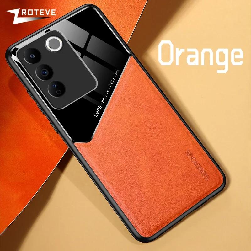 

Для VivoV27 Pro Чехол PU кожаный автомобильный магнитный жесткий чехол для ПК для Vivo V27 V27E V25 V25E V23 E V23E VivoV23 VivoV25 Чехлы For Vivo V25E оранжевый