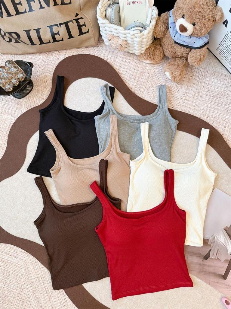 Early Autumn Slimming Square Neck Vest with Chest Pads - Warm and Versatile Innerwear