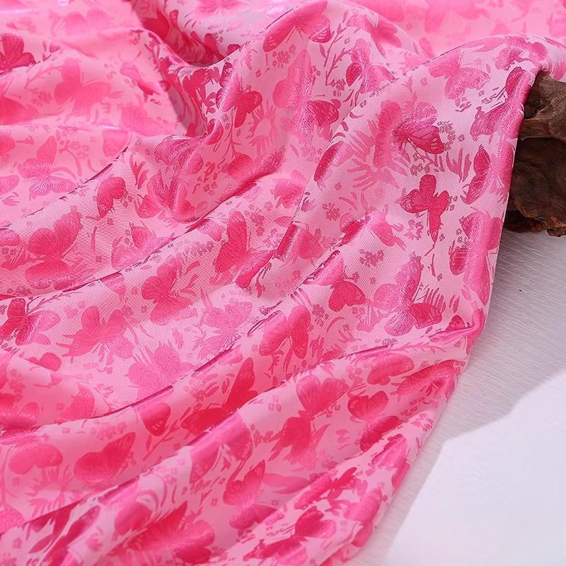 100x150cm Colorful Butterfly Jacquard Silk Satin Fabric for Sewing Ancient Costume Hanfu Tang Suit Horse Face Skirt Clothing