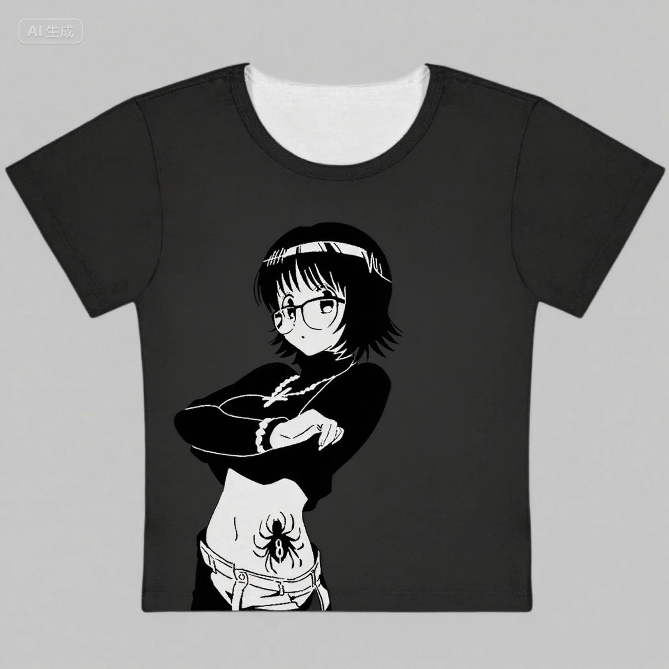 

Y2k T-shirt 2000s Clothes Y2k Tops Crop Top Women Harajuku Emo Woman T-shirts Goth Gothic 90s Clothes Vintage Round Neck Tops 4XL