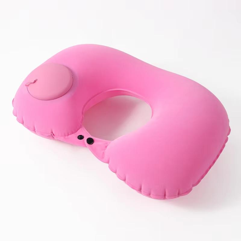 Travel Inflatable C-shaped Pillow for Car Airplane, Portable U-shaped PVC Plush Neck Pillow