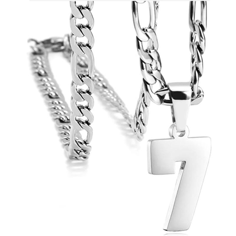 Men's Athlete Stainless Steel Sports Digital Necklace Baseball/Basketball/Soccer Team Inspiration Jewelry Spot