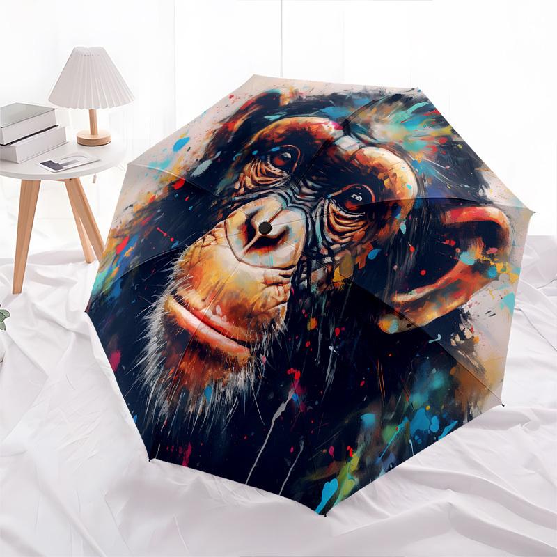 Chimpanzee, Abstract Art- Automatic Umbrella,Suitable for Men and Women,Suitable for Birthdays, Christmas, Gifts for Fashion Lovers0911b