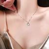 Korean Fashion Colorful Crystal Round Pendant Silver Color Chain Neck Necklace for Women Sweet Wedding Aesthetic Charm Jewelry