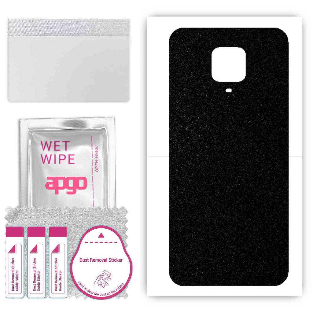 apgo Schutz Skin Sticker für die Rückseite kompatibel mit Xiaomi Redmi Note 9 Pro, Wrap Folie, Folie, Vinyl - Muster Mattschwarz