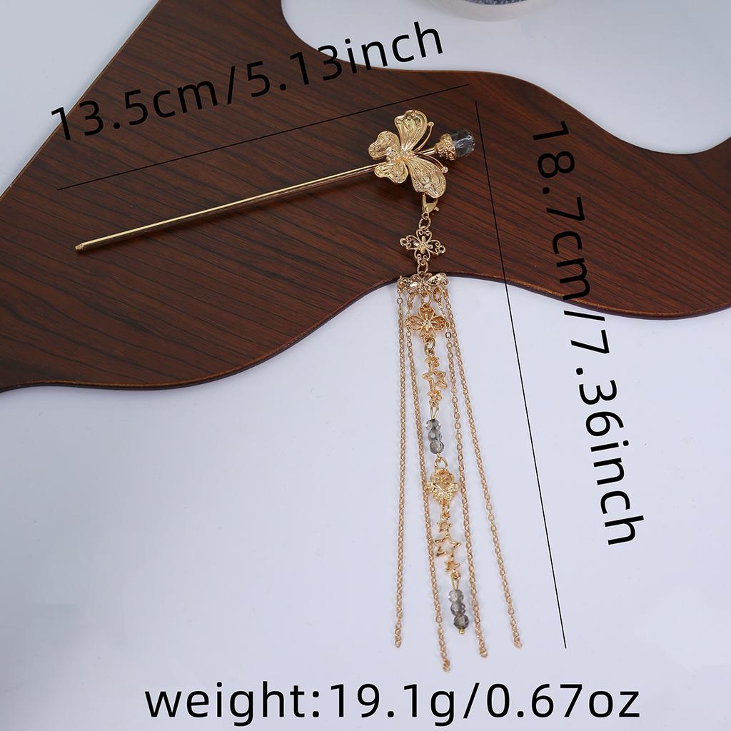 National Tide New Long Tassel Butterfly Metal Hairpin New Chinese Style Step Rock Senior Sense of Horse Dress Ancient Style Hair Accessory