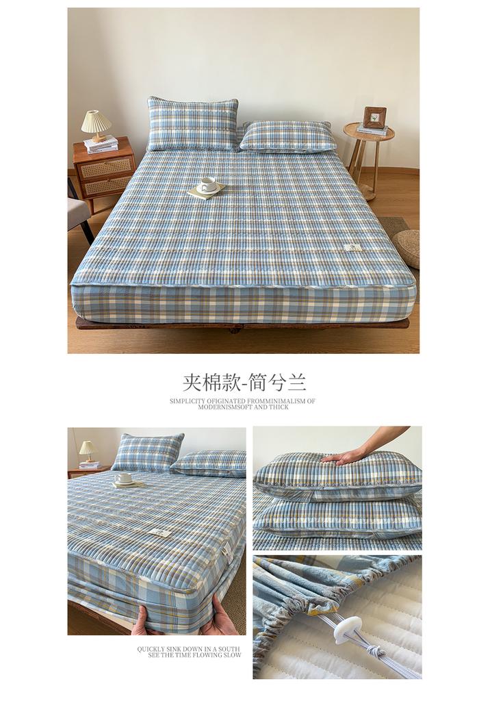 Sleeping grid all cotton color woven washed cotton grid sandwiched cotton bedding sheet