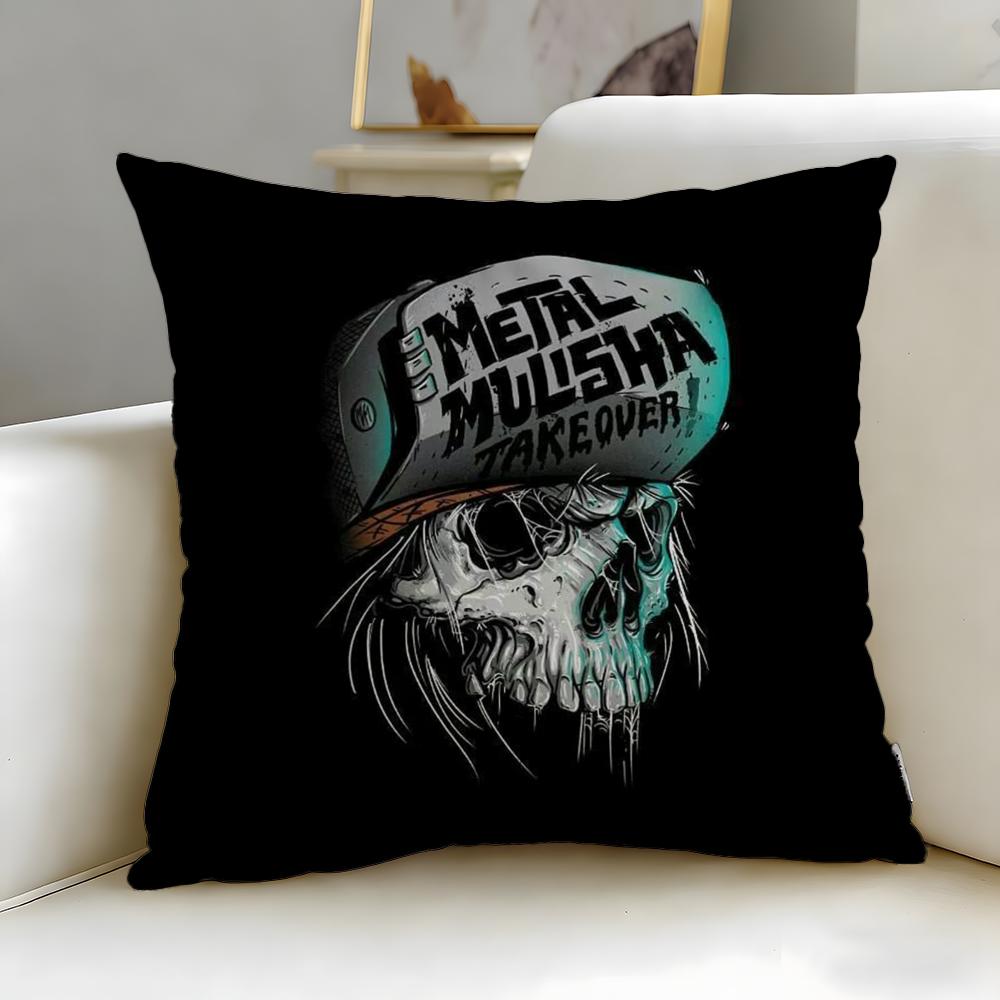 Classic Brand Metal Mulisha Cushion Cover Soft & Easy-Wash Pillow Case – Versatile for Couch, Bed, Travel and Office
