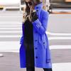 Women Autumn Winter Large Size Stand Collar Multi Button Single Breasted Woolen Coat