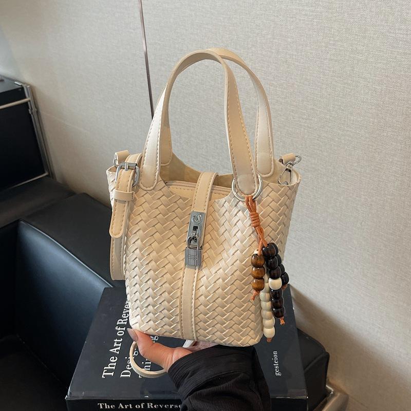 Premium sense woven pattern bag women's fashion versatile messenger bag handbag bucket bag