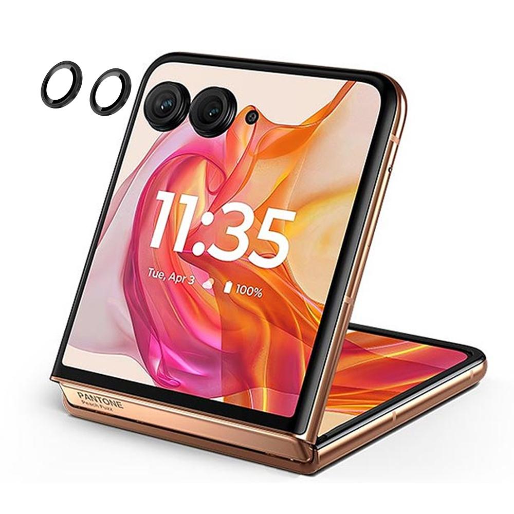 

For Motorola Razr 50 Ultra 5G Camera Lens Protector HD Clear Film with Metal Frame Black